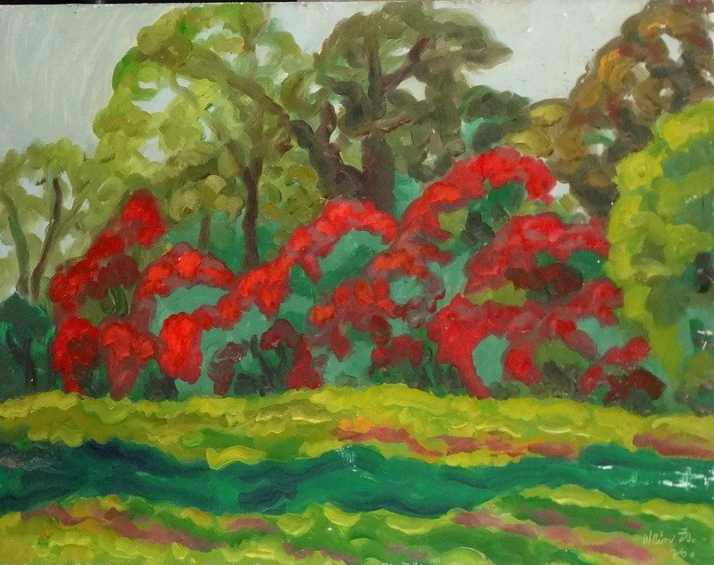 Weisz Zsuzsanna (1925 - 2017): Vöröslő fák, 1976