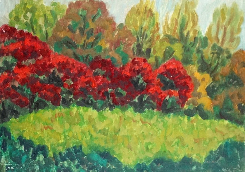 Weisz Zsuzsanna (1925 - 2017): Vörös bokrok, 1977