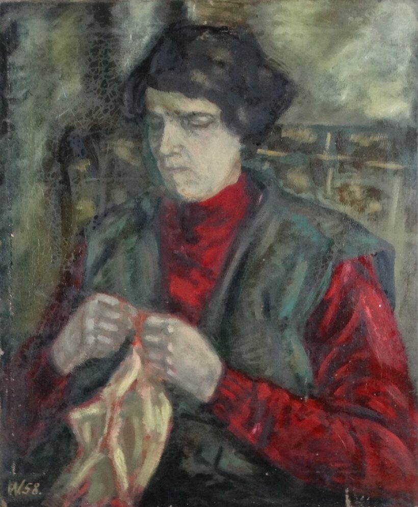 Weisz Zsuzsanna (1925 - 2017): Kézimunkázó nő, 1958