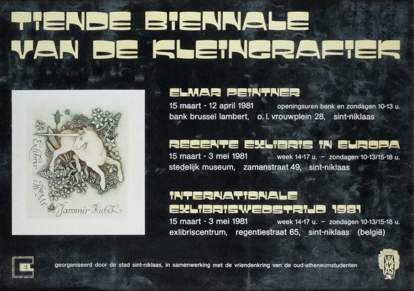 Jaromír Kubík (1965): Ex libris kiállítási plakát, Belgium, 1981