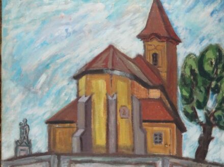 Weisz Zsuzsanna (1925 - 2017): Sárga templom, Hosszúpereszteg, 1968.