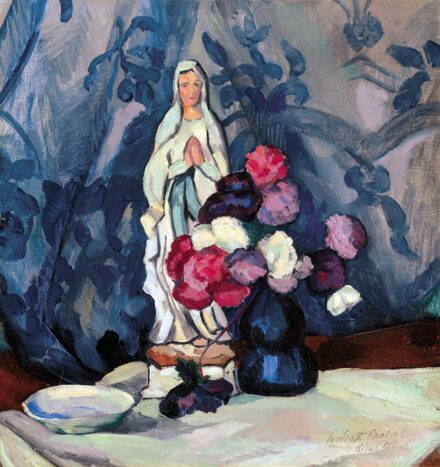 Perlrott Csaba Vilmos (1880-1955): Asztali csendélet szoborral, 1909
