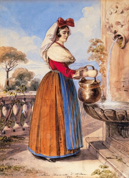 Barabás Miklós (1810-1898): Pirosmasnis nő a kútnál (Róma), 1835