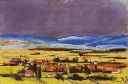 Jándi Dávid (1893-1944): Tájkép házakkal