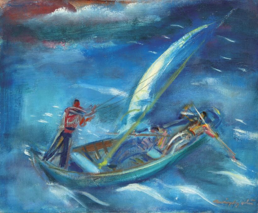 Márffy Ödön (1878-1959): Csónak viharban (Olasz tengerpart), 1937 körül