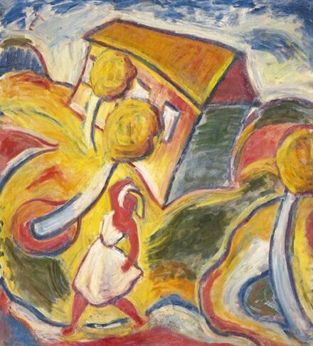 Loránt Erzsébet:  Expresszív táj (Nő dinamikus tájban), 1930-as évek