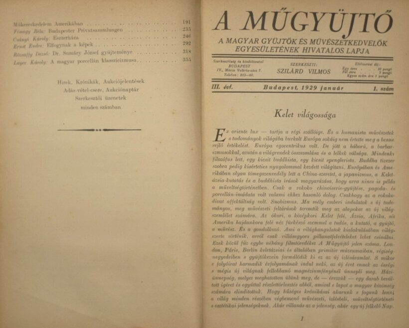 A Műgyűjtő 1928-as évfolyama bekötve III.évfolyam 1- 11. szám