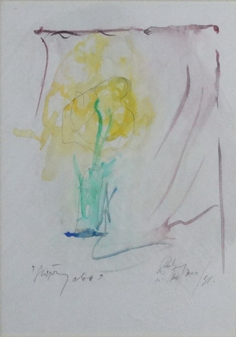 Rubint Ábrahám Péter (1955-2014): Függöny előtt 2000.
