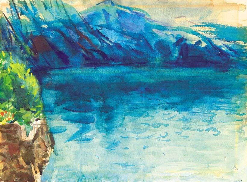 Bernáth Aurél (1895-1982): Lago Maggiore sötét hegyekkel (Brissago), 1963