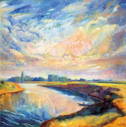 Gábor Jenő (1893-1968): Tiszai táj halásszal, 1943