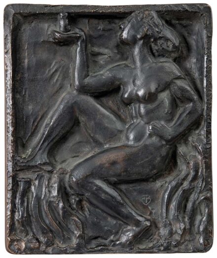 Fémes Beck Vilmos (1885-1918): Ülő női akt madárral, 1911