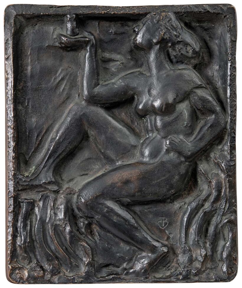Fémes Beck Vilmos (1885-1918): Ülő női akt madárral, 1911