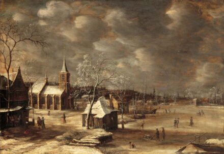 Beerstraaten, Jan Abrahamsz (1622-1666): Téli táj falusi templommal és befagyott kanálissal