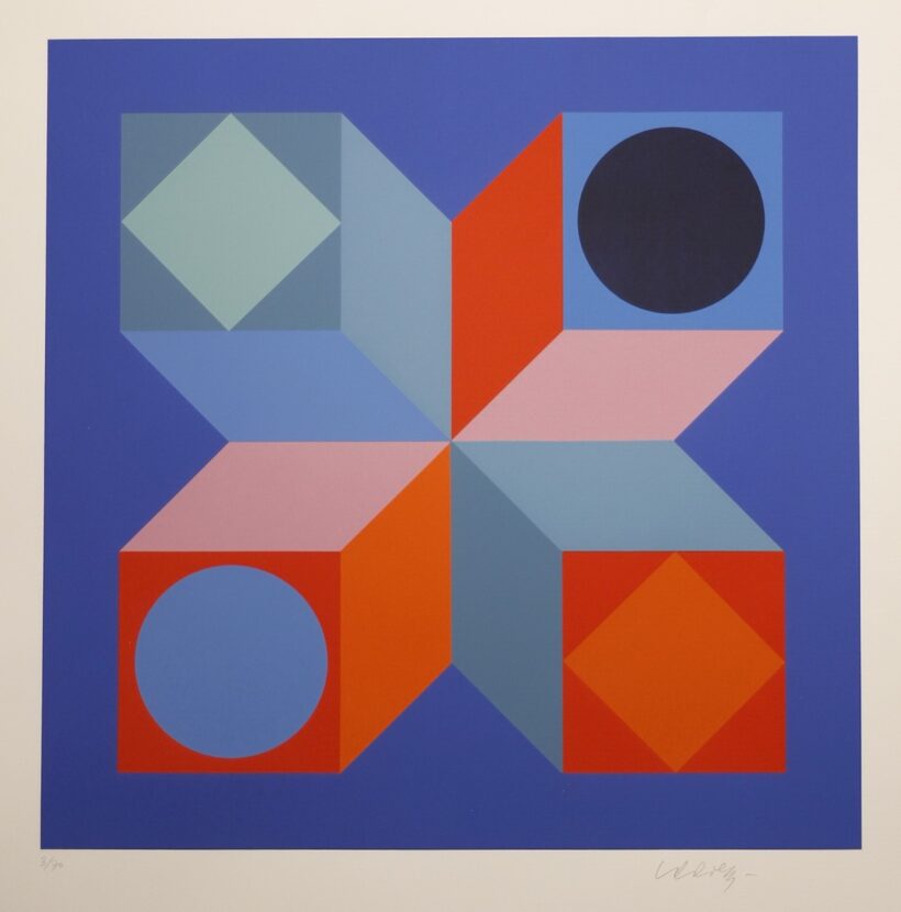 Vasarely, Victor (1906 - 1997): Négy kocka térben