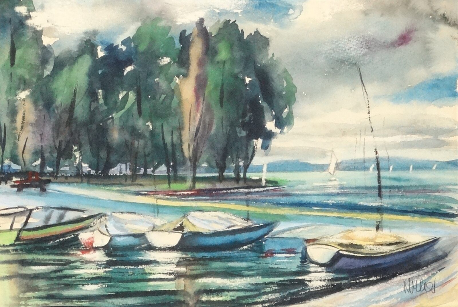 Olvashatatlan szignó: Balatoni kikötő