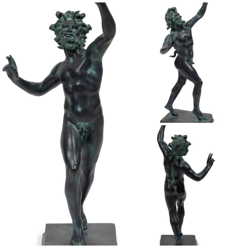 Itáliai szobrász, 19. sz. vége, antik előkép után: Pompei táncoló szatír - Image 2