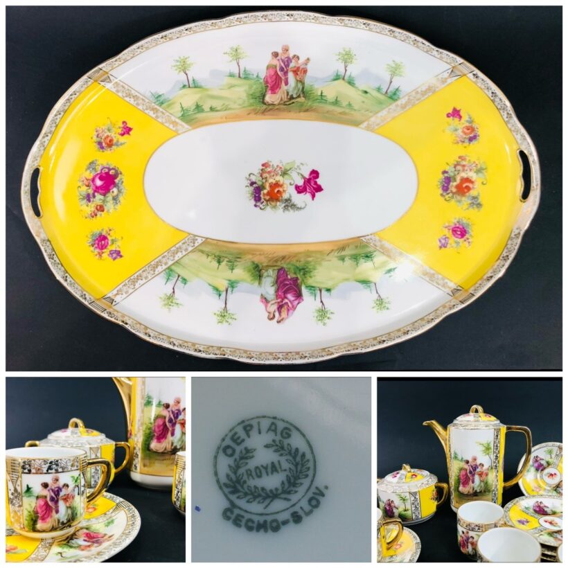 Royal Oepiag Czech/ Austria 15 darabos kávés készlet tálcával - Image 2