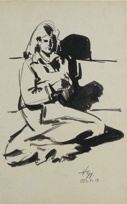 Vincze Győző (1925-2001) : Kötő nő