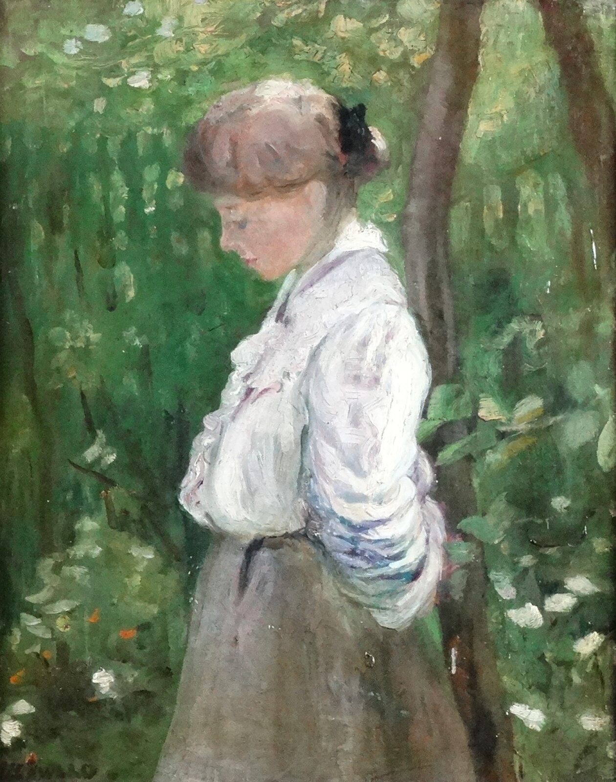 Kunwald Cézár (1870-1947) : Lány a kertben