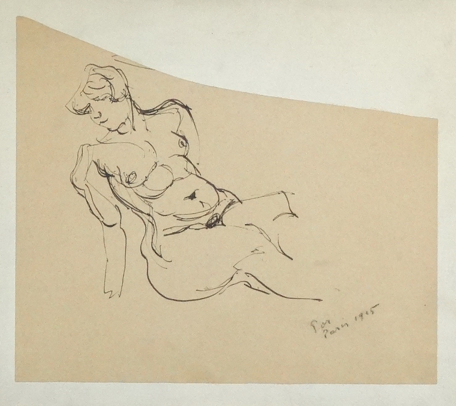 Pór Bertalan (1880-1964) : Támaszkodó akt Párizs 1925