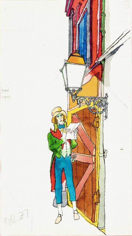 Szecskó Tamás: Levelet olvasó férfi - Illusztráció H. C. Andersen: A rendíthetetlen ólomkatona című könyvéhez