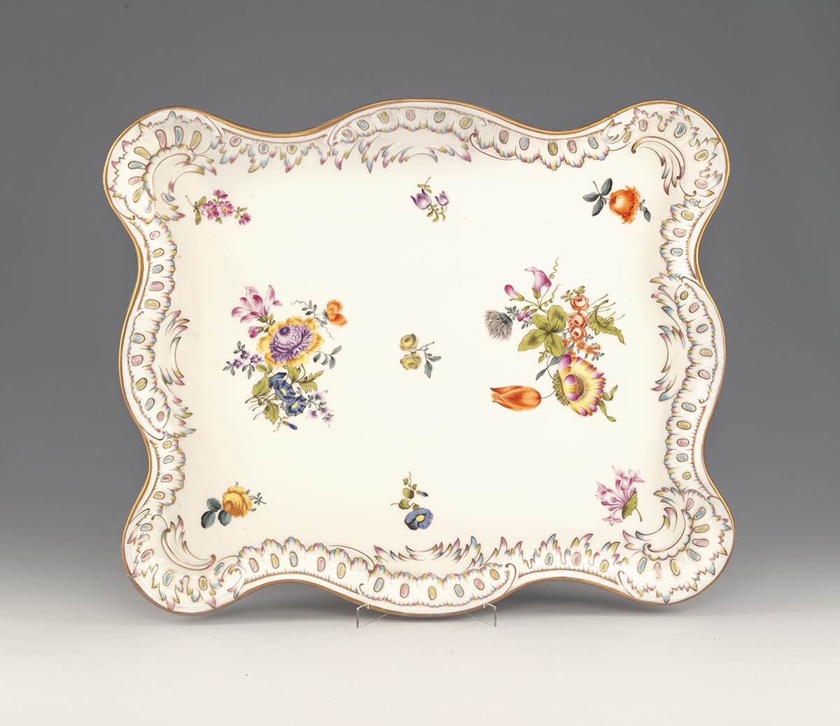 Herendi szervíztálca
, Cseh fehéráru, herendi festéssel, 1900 körül