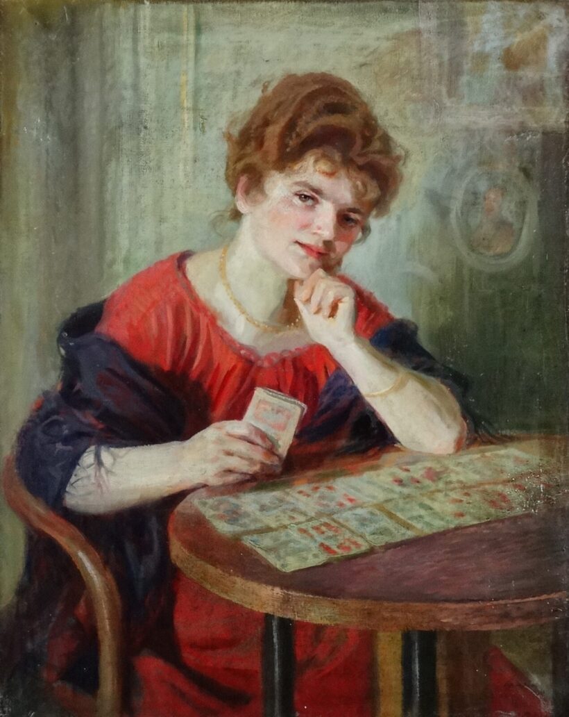 Cserna Károly (1867-1944) : Passziánszozó lány 1917