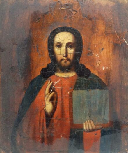 Ismeretlen orosz ikonfestő : Krisztus Pantokrator 1900 körül