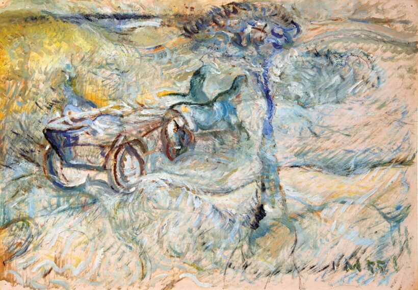 Tóth Menyhért (1904-1980): Táj lovaskocsival, 1955