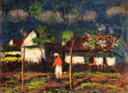 Koszta József (1861-1949): Tavasz a kertben (Napsütötte házfalak), 1940 körül