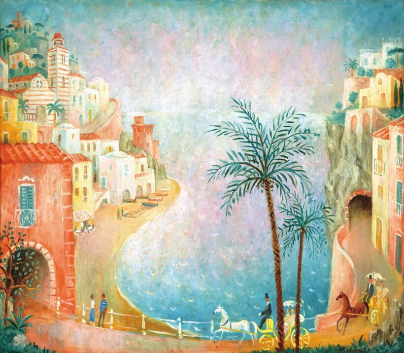 Pekáry István (1905-1981): Sétakocsikázás a tengerparton, 1957