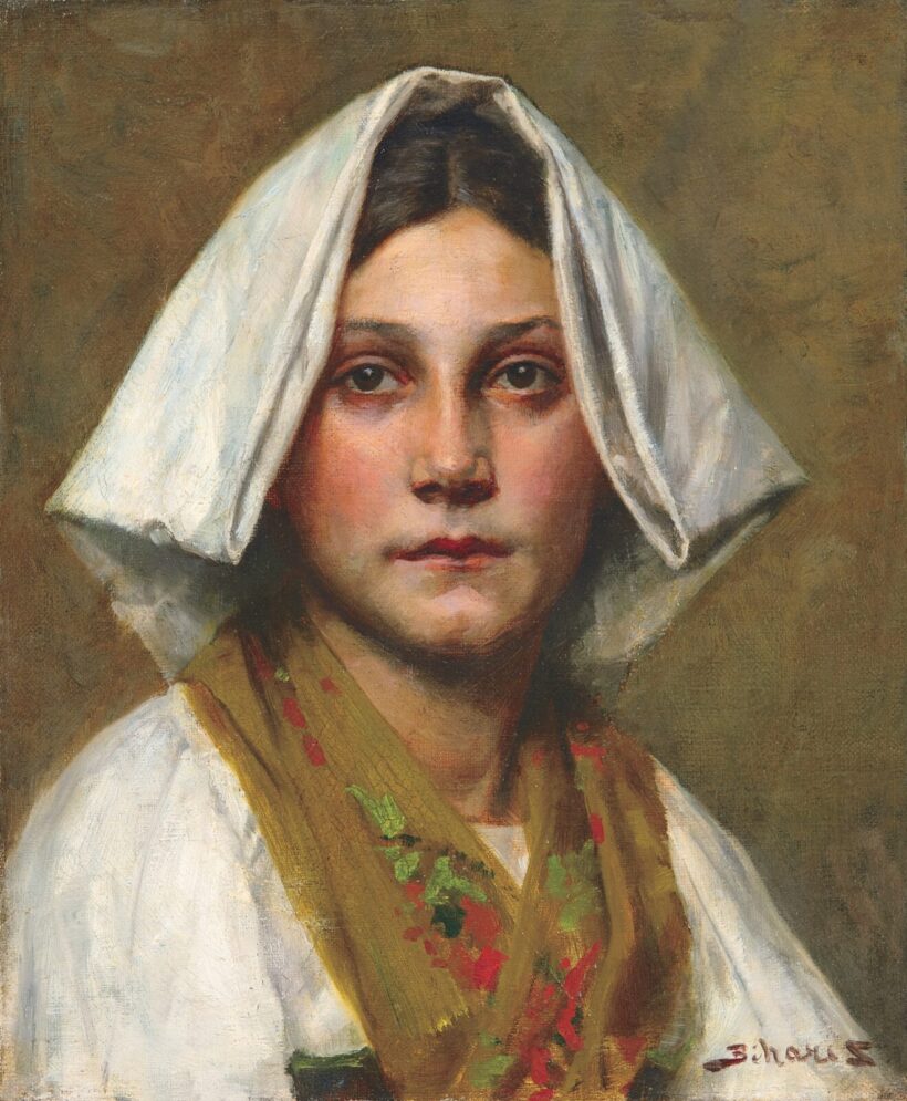 Bihari Sándor (1855-1906): Fejkendős olasz lány