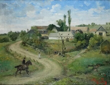 Kubányi Lajos, (1855-1912): Tanya lovassal 1903