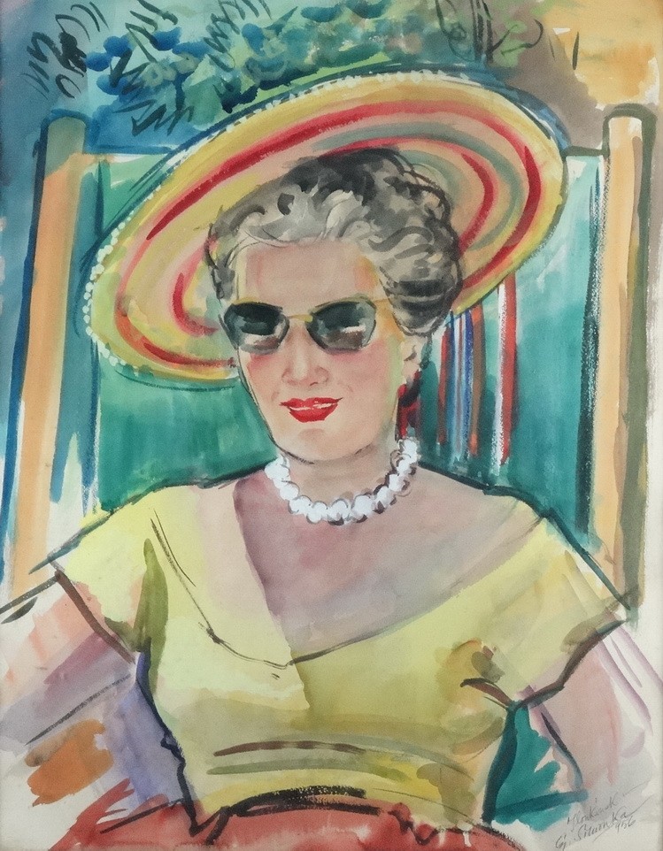 Simonka György (1916-2001): Kalapos hölgy 1956