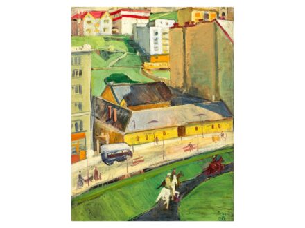 Say Géza: Városrészlet lovasokkal, 1933