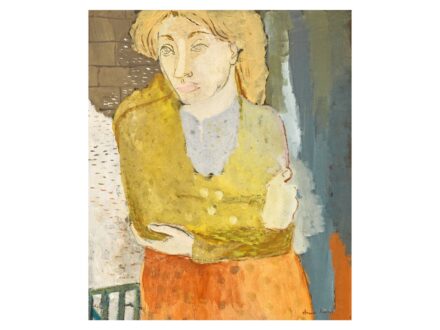 Anna Margit: Téglafal előtt (Didergő lány)