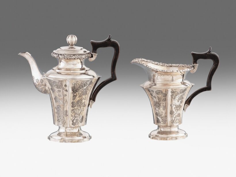 Biedermeier kávéskanna tejkiöntőve