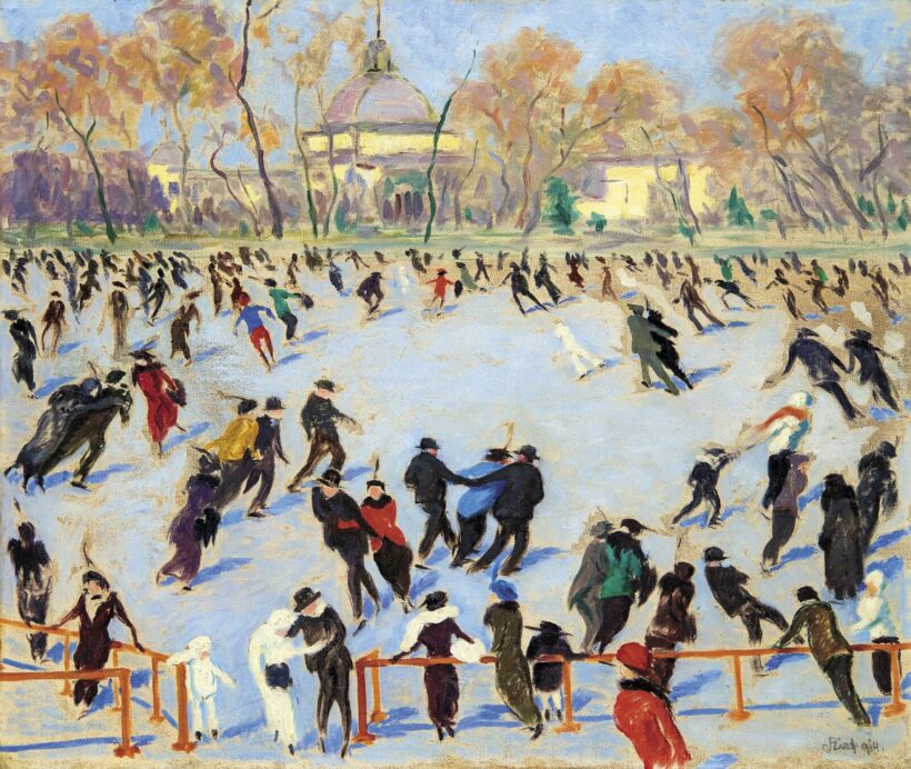 Szirt Oszkár (1889-1915): Korcsolyázók (Korcsolyázók a Városligetben), 1914