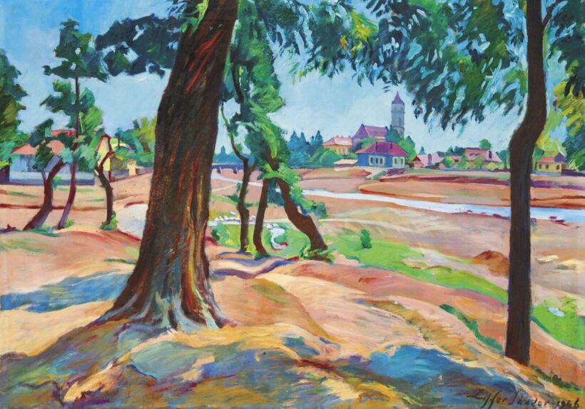 Ziffer Sándor (1880-1962): Nagybánya látképe, 1946