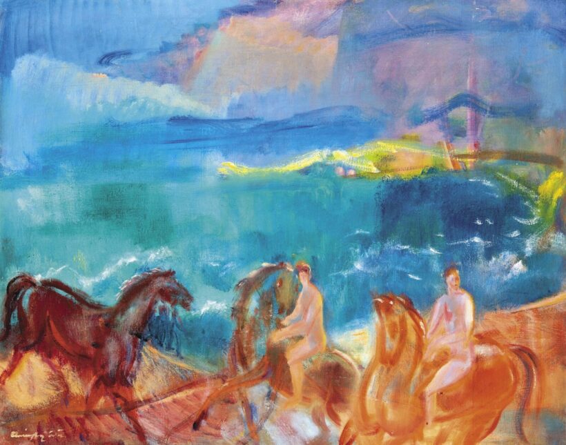Márffy Ödön (1878-1959): Lovasok a vízparton (Lovasok a tengerparton), 1940 körül