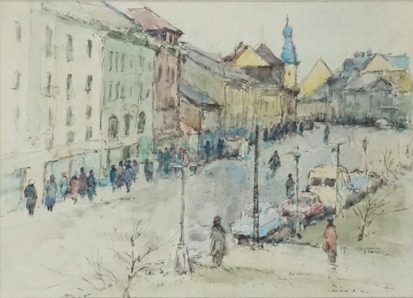 Artner Ferenc (1904-1981) : Főtéri részlet II., 1964