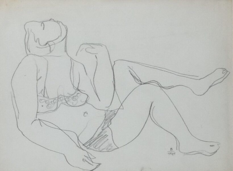 Bizse János (1920-1981) : Merengő strandon 1961