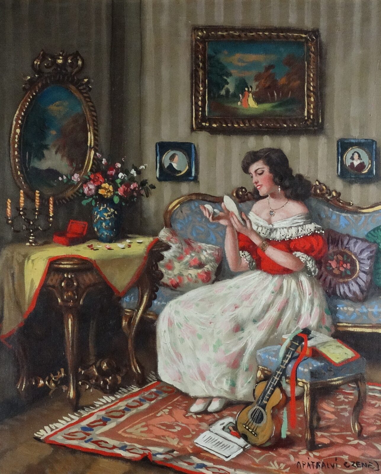 Apátfalvi Czene János (1904-1984) : Szépítkező fiatal hölgy