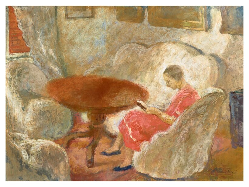 Szőnyi István: Szobabelső olvasó nővel, 1936