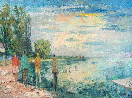 Varga József (1922-2021) : Balatoni nézelődők, 1986
