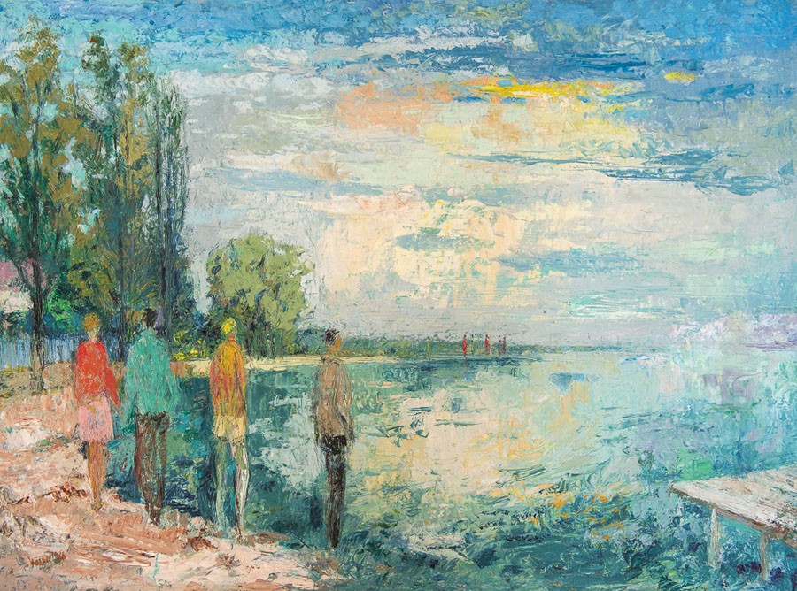 Varga József (1922-2021) : Balatoni nézelődők, 1986