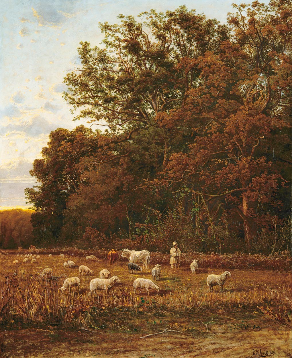 Paál László (1846-1879): Tájkép juhokkal, Radvány, 1869. augusztus