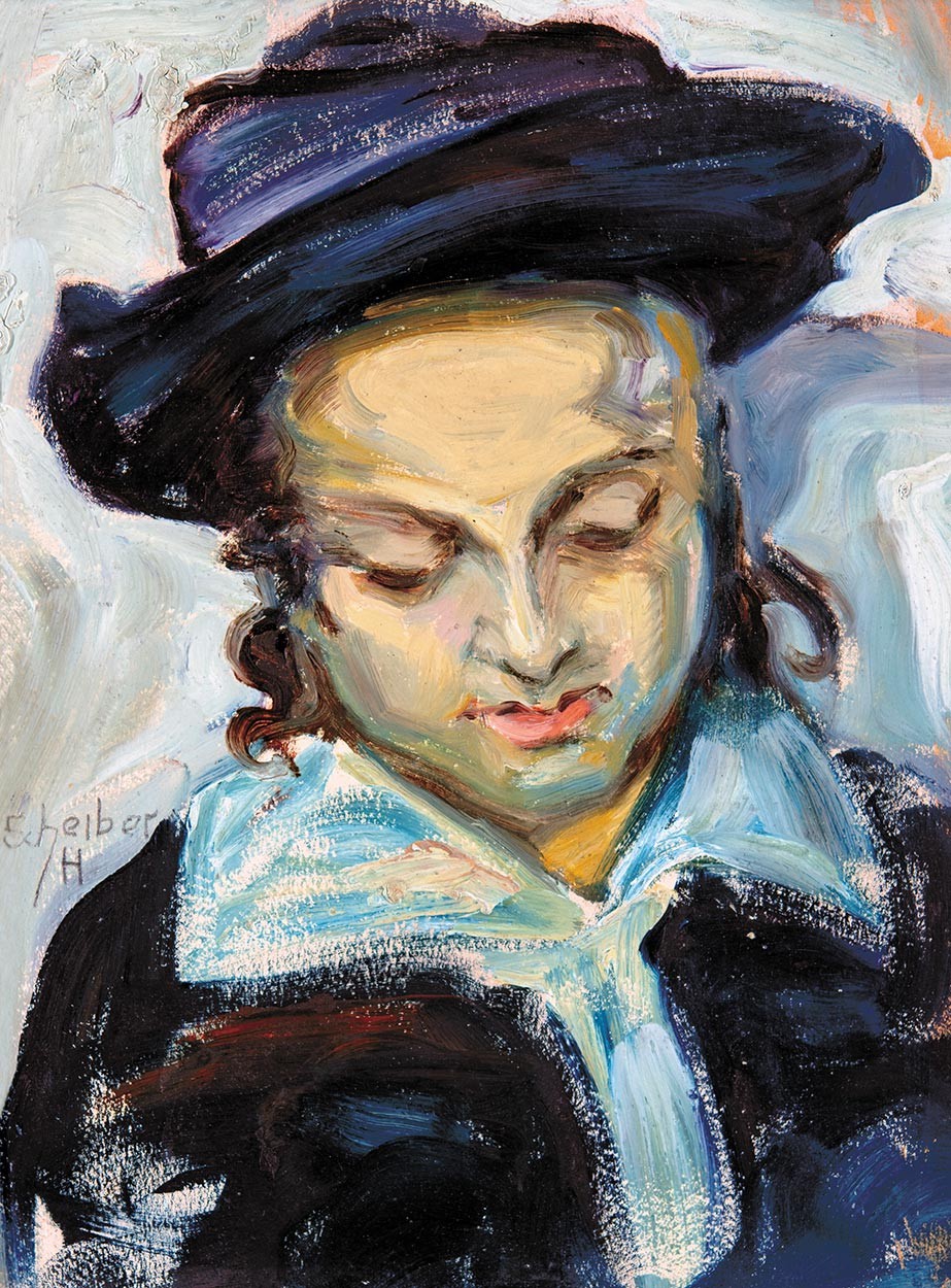 Scheiber Hugó (1873-1950): Pajeszos kisfiú