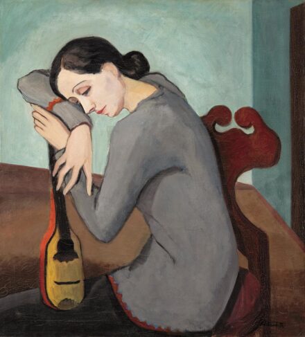 B. Wellisch Margit (1892-?): Lány mandolinnal (Nő gitárral), 1930 körül