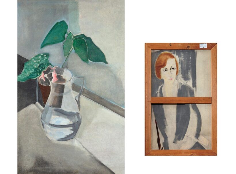 Vaszkó Ödön (1896-1945): Csendélet vizeskancsóval, hátoldalon: Női portré